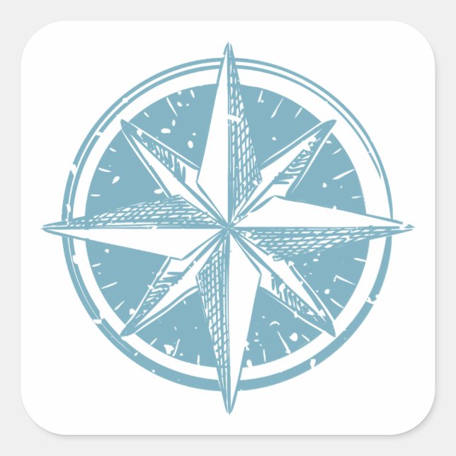 Blue Compass Quadratischer Aufkleber (Vorderseite)