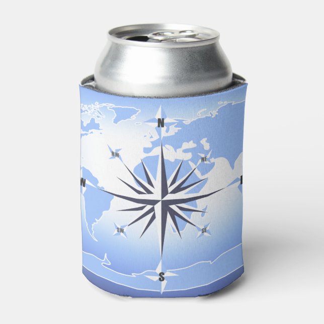 Blue Compass Rose World Map Dosenkühler (Kanne Vorderseite)
