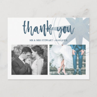 Blue Compass Wedding Foto Vielen Dank Postkarte