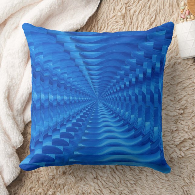 Blue Concentric Quadrate Throw Kissen (Decke)
