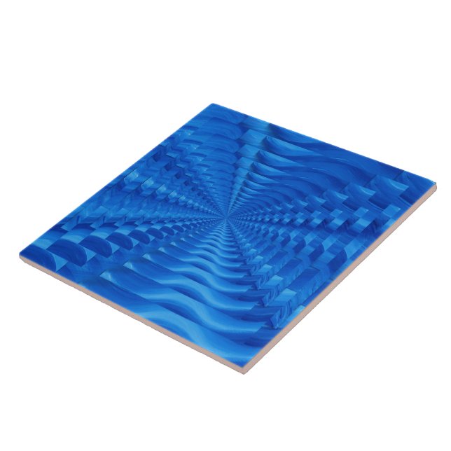 Blue Concentric Squares Tile Fliese (Seite)