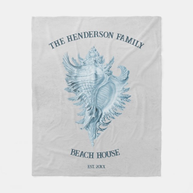 Blue Conch Muschel Fleecedecke (Vorderseite)