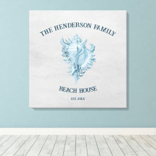 Blue Conch Muschel Leinwanddruck