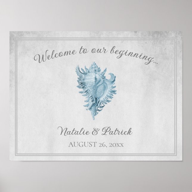 Blue Conch Muschel Wedding Poster (Vorne)