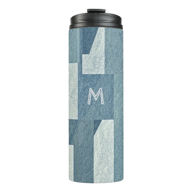 "Blue Concrete"-kundenspezifische Monogramm-Wäsche Thermosbecher (Vorderseite)