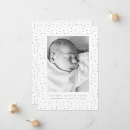 Blue Confetti Baby Birth Announcement Photo Card | Ankündigung