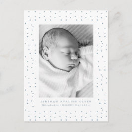 Blue Confetti Baby Birth Announcement Postcard Postkarte