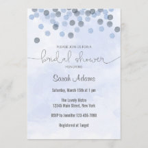Blue Confetti Bridal Dusche Einladung