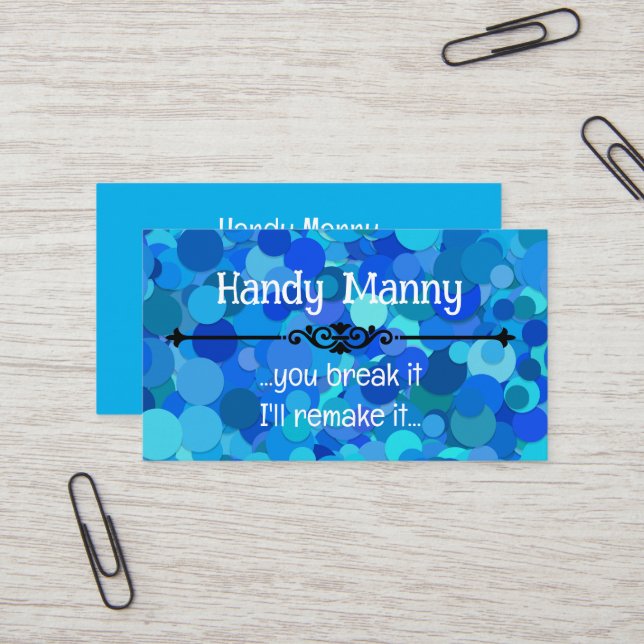 Blue Confetti Glitzer CUSTOM Business Card Visitenkarte (Vorderseite/Rückseite Beispiel)