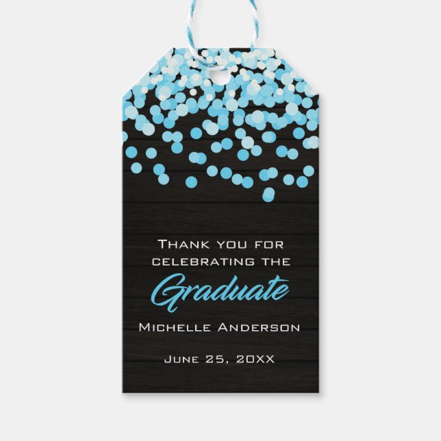 Blue Confetti Graduate Vielen Dank Abschluss Tag Geschenkanhänger (Vorderseite)