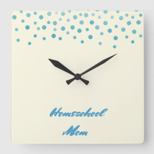 Blue Confetti Homeschool Mama Quadratische Wanduhr