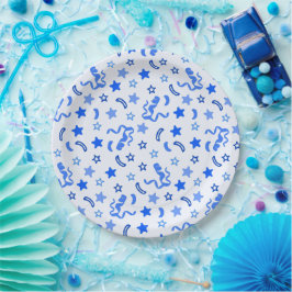 Blue Confetti Pappteller