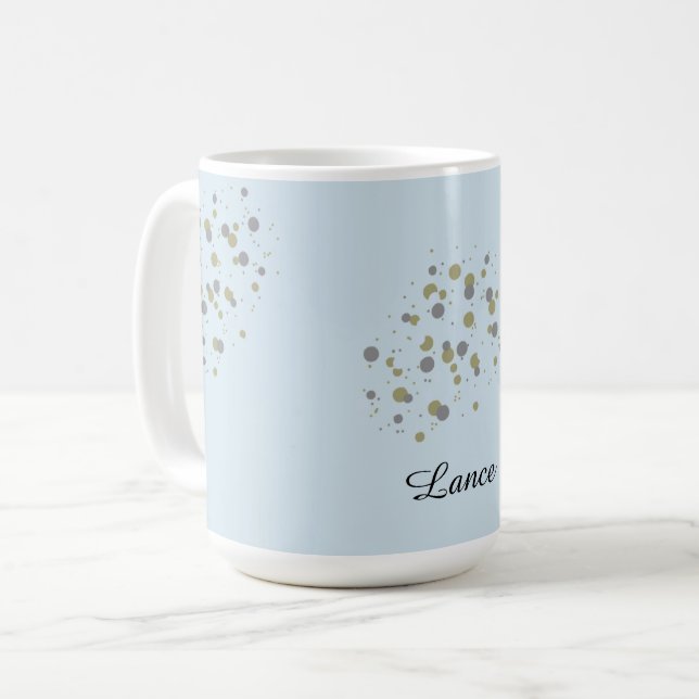 Blue Confetti Punkte mit Namen Tasse (Vorderseite Links)