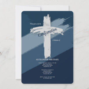 Blue Confirmation Modern Einladung