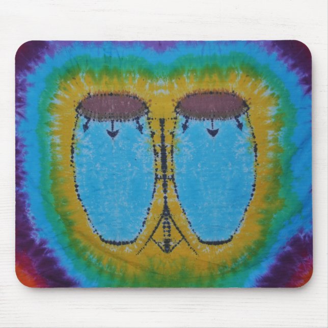 Blue Conga Drums Gefärbte Krawatte Mousepad (Vorne)