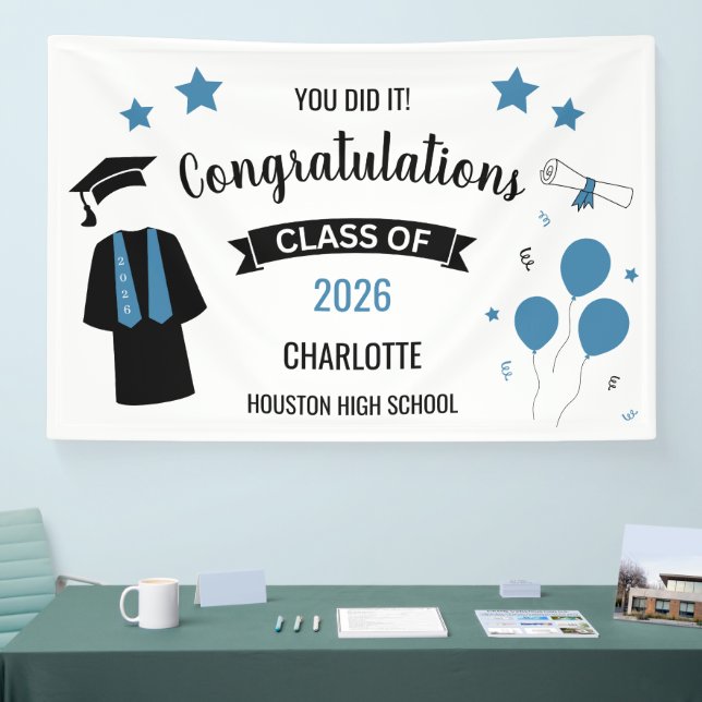 Blue Congratulations Graduation Banner (Messe)