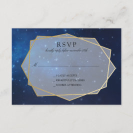Blue Constellation Wedding RSVP Mitternacht Karte