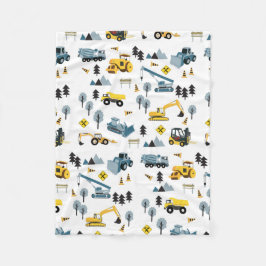 Blue Construction Trucks & Site Theme Muster Fleecedecke