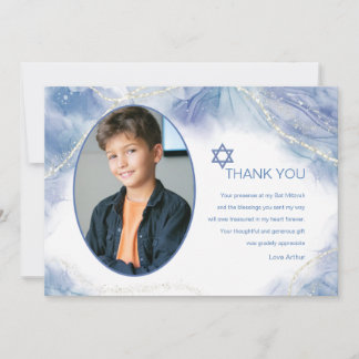 Blue Contemporary Foto Dankeschön Card Dankeskarte