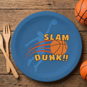 Blue Cool Basketball Slam Dunk Geburtstag Pappteller