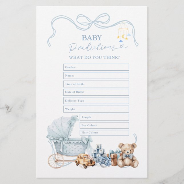 Blue Coquette Baby Carriage Baby Predictions  (Vorderseite)