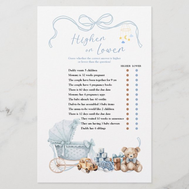 Blue Coquette Baby Carriage Higher or Lower  (Vorderseite)