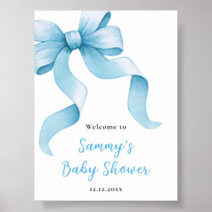 Blue Coquette Bow Baby Dusche Begrüßungszeichen Poster
