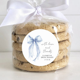 Blue Coquette Bow Brautparty Vielen Dank Runder Aufkleber