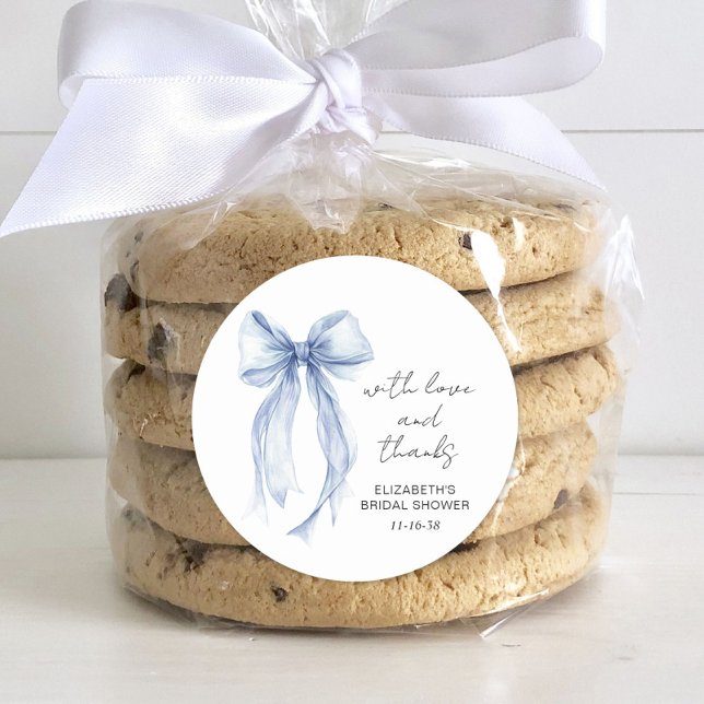 Blue Coquette Bow Brautparty Vielen Dank Runder Aufkleber (Von Creator hochgeladen)
