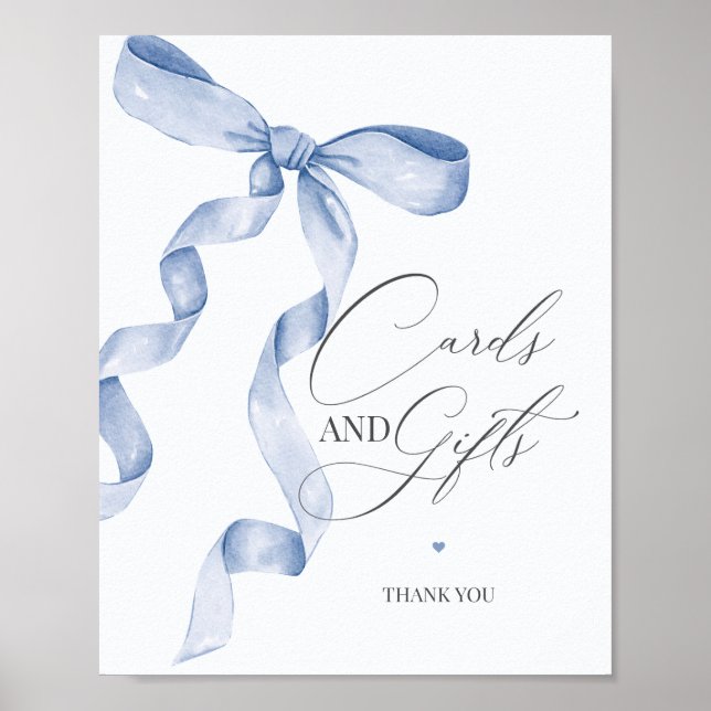 Blue Coquette Bow Cards und Geschenke Party Dekora Poster (Vorne)