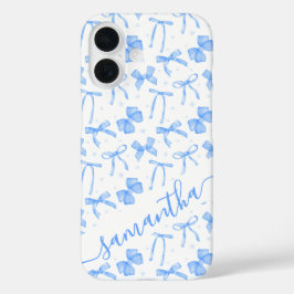 Blue Coquette Bow Custom Name  iPhone 16 Hülle