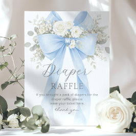 Blue Coquette Bow Diaper raffle Baby shower Poster
