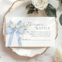 Blue Coquette Bow Diaper raffle ticket Begleitkarte