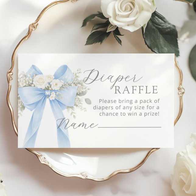 Blue Coquette Bow Diaper raffle ticket Begleitkarte (Von Creator hochgeladen)
