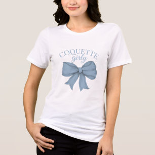 Blue Coquette Bow Girly Women's Tri-Blend-Shirt Tri-Blend Shirt