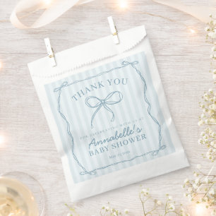 Blue Coquette Bow Pastel Baby Dusche Nachtisch Geschenktütchen