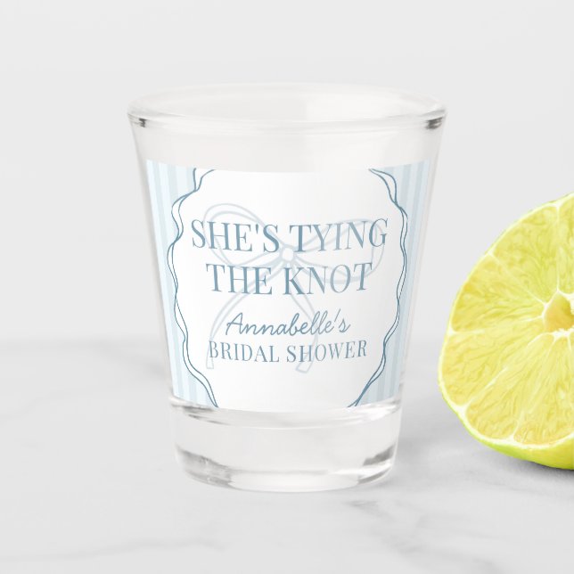 Blue Coquette Bow Pastel Brautparty Gefallen Schnapsglas (Vorderseite)