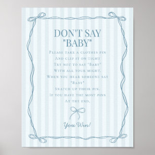 Blue Coquette Bow Pastel Dont Say Baby Showspiel Poster