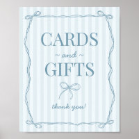 Blue Coquette Bow Pastel Karten und Geschenke Zeic