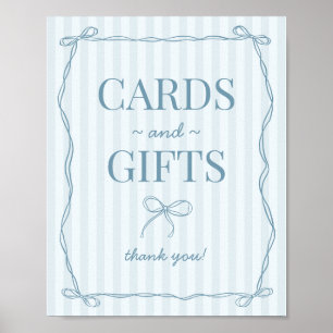 Blue Coquette Bow Pastel Karten und Geschenke Zeic Poster