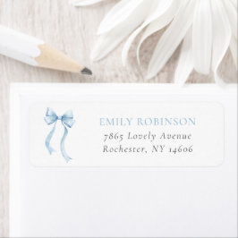Blue Coquette Bow Return Address