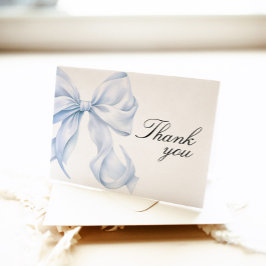 Blue Coquette Bow Shower Thank You Card Dankeskarte