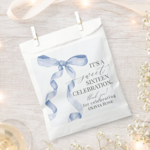 Blue Coquette Bow Sweet 16 Geburtstagsparty Desser Geschenktütchen