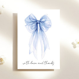 Blue Coquette Bow Watercolor Brautparty Dankeskarte