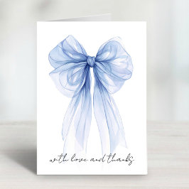 Blue Coquette Bow Watercolor Brautparty Dankeskarte