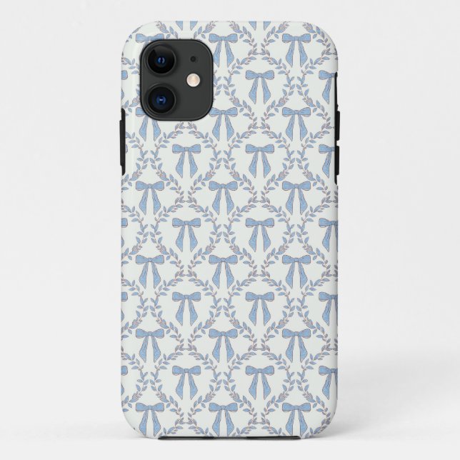Blue Coquette Bows, Trellis, Preppy Case-Mate iPhone Hülle (Rückseite)