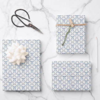 Blue Coquette Bows, Trellis, Preppy Geschenkpapier Set