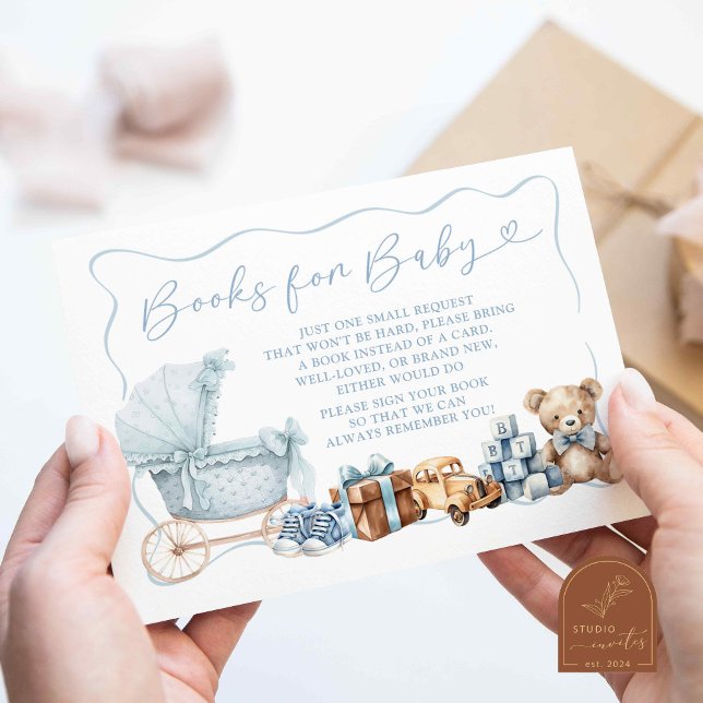 Blue Coquette Carriage Baby Shower Books for Baby Begleitkarte (Von Creator hochgeladen)