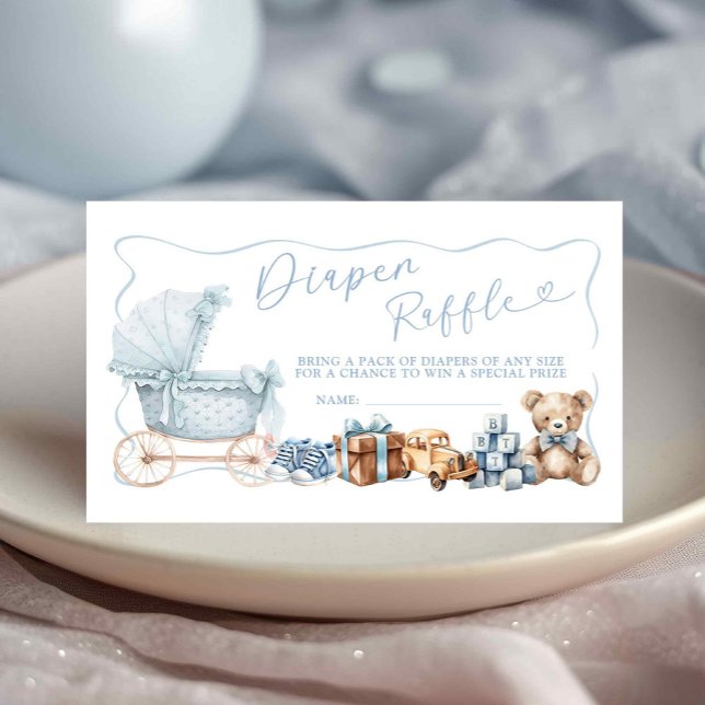 Blue Coquette Carriage Baby Shower Diaper Raffle Begleitkarte (Von Creator hochgeladen)