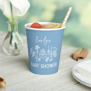 Blue Coquette Moderne Babydusche Pappbecher